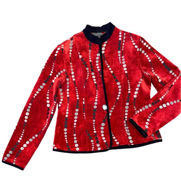 Khangura Blazer Polka Dot Velvet Jacket Tapestry - Picture 1 of 8